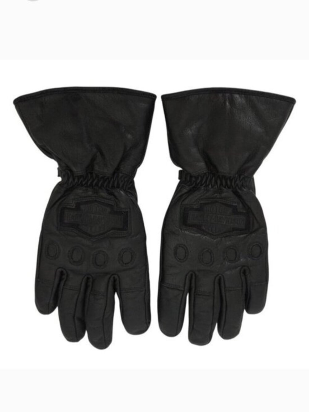 Harley Davidson Black Leather Insulated Motorcycle Biker Gauntlet Gloves- Mens M